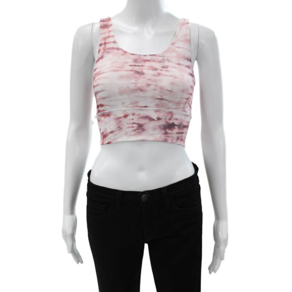 Define Your Inspiration Womens Back Cut Out Abstract Sports Bra Pink White XS